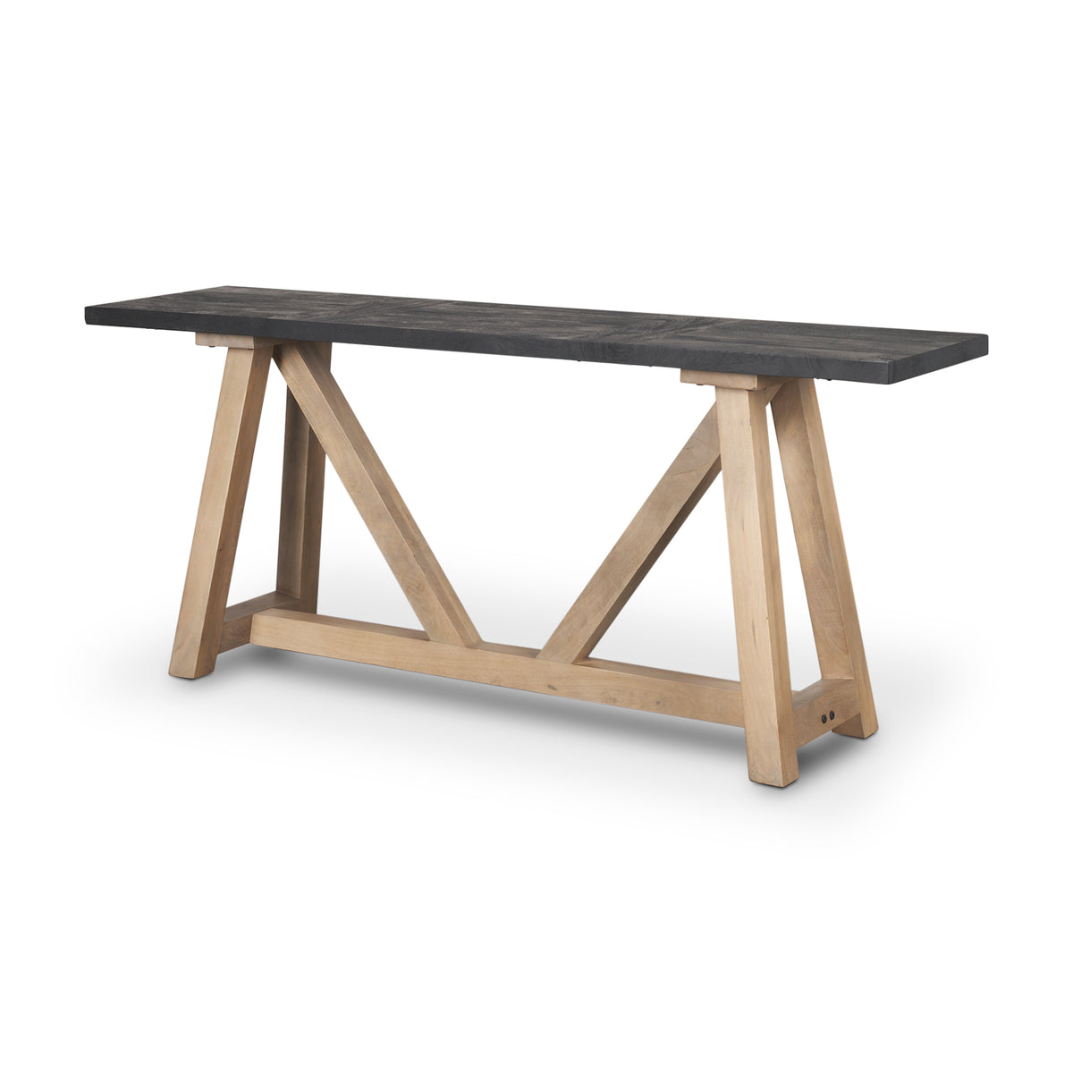 Rialto Two-Toned Black and Brown Wood Angular Leg Console Table-Console Tables-DECOROLALA