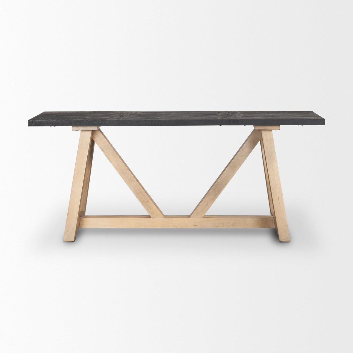 Rialto Two-Toned Black and Brown Wood Angular Leg Console Table-Console Tables-DECOROLALA