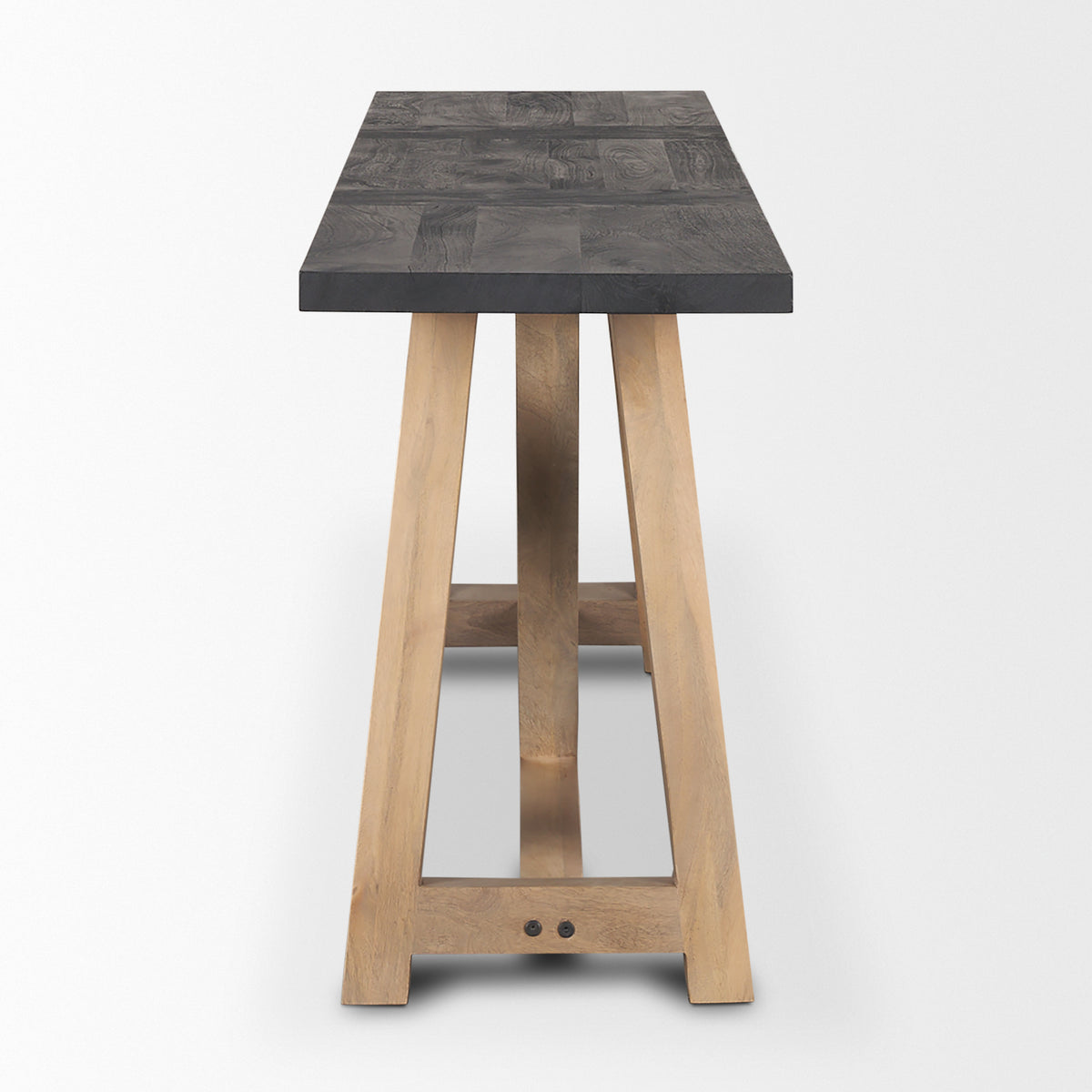 Rialto Two-Toned Black and Brown Wood Angular Leg Console Table-Console Tables-DECOROLALA