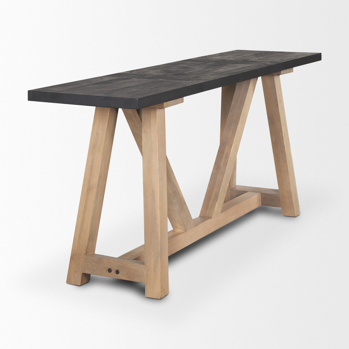 Rialto Two-Toned Black and Brown Wood Angular Leg Console Table-Console Tables-DECOROLALA