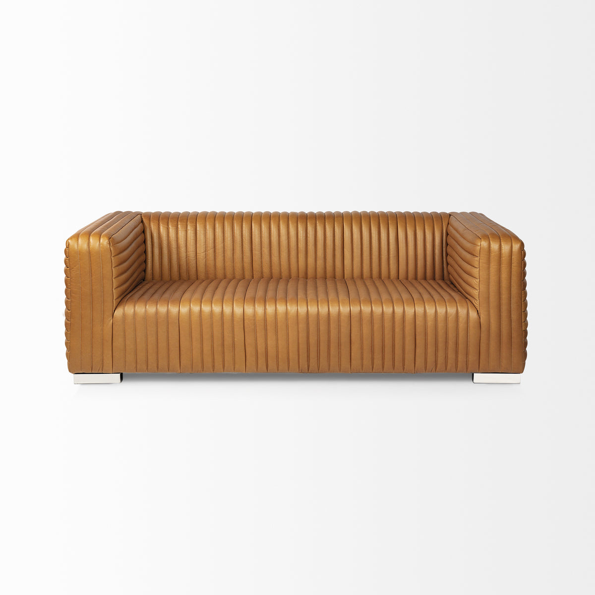 Ricciardo 82.5W Cognac Leather Three Seater Sofa-Sofa & Sectionals-DECOROLALA