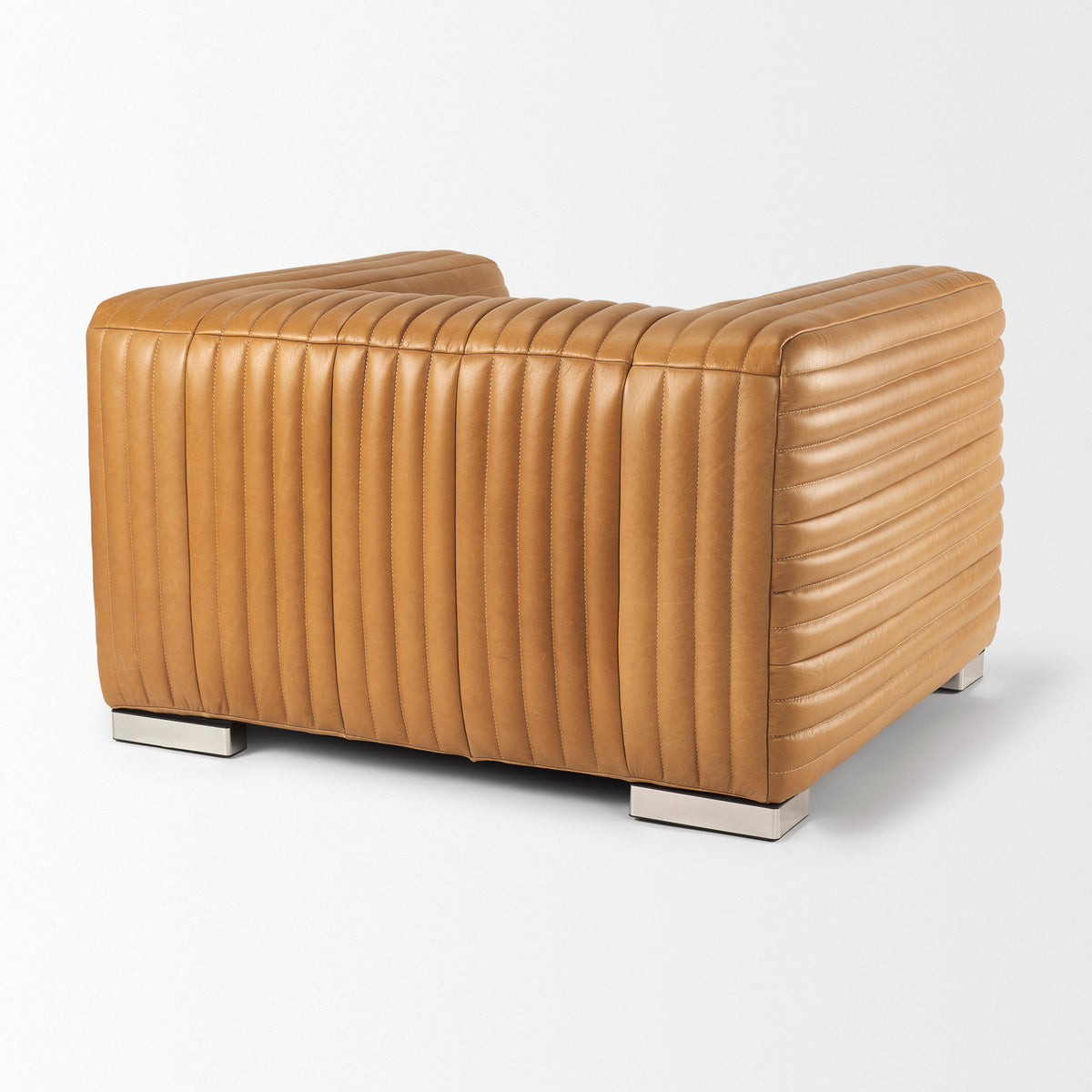 Ricciardo Cognac Leather Upholstered Arm Chair-Chairs-DECOROLALA