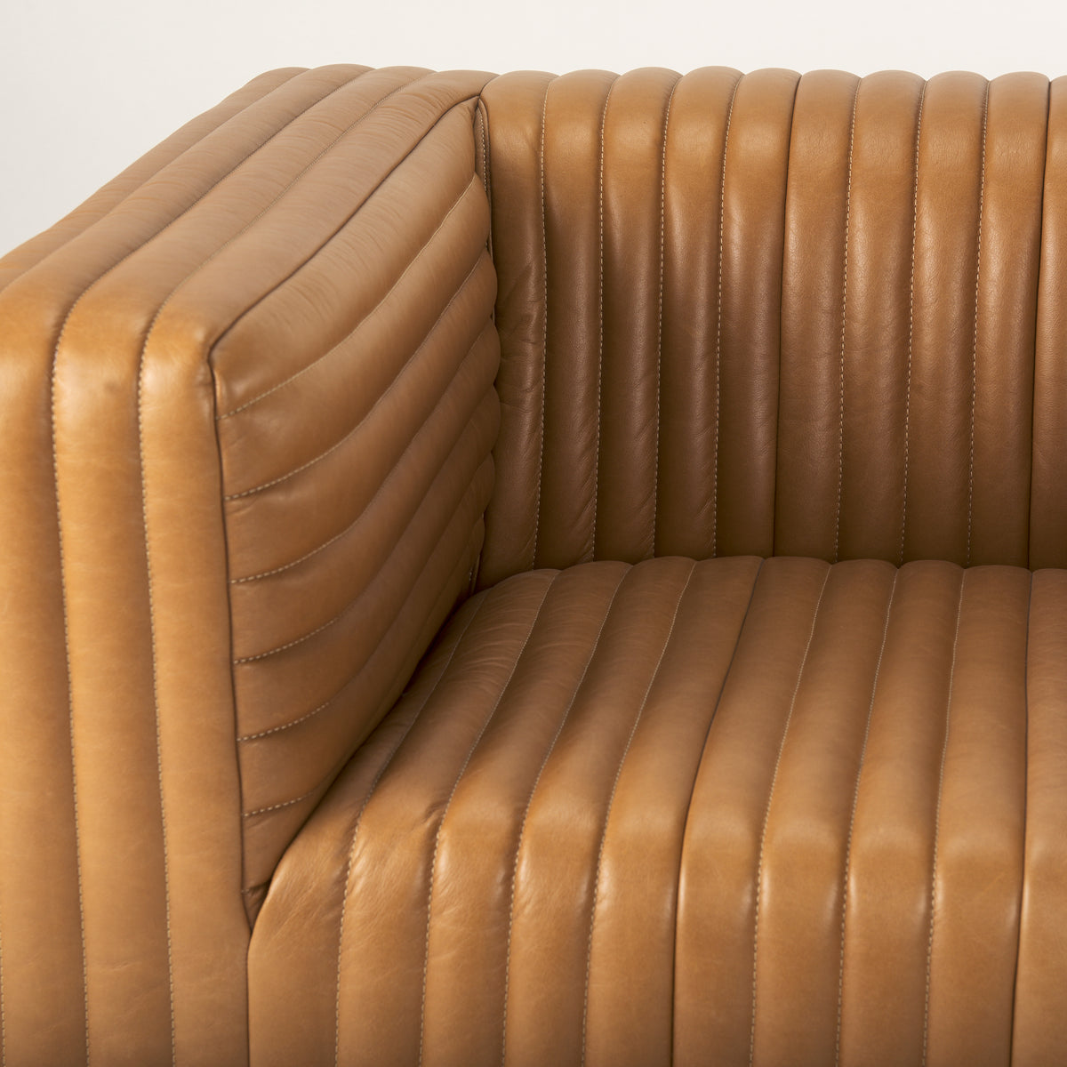 Ricciardo Cognac Leather Upholstered Arm Chair-Chairs-DECOROLALA