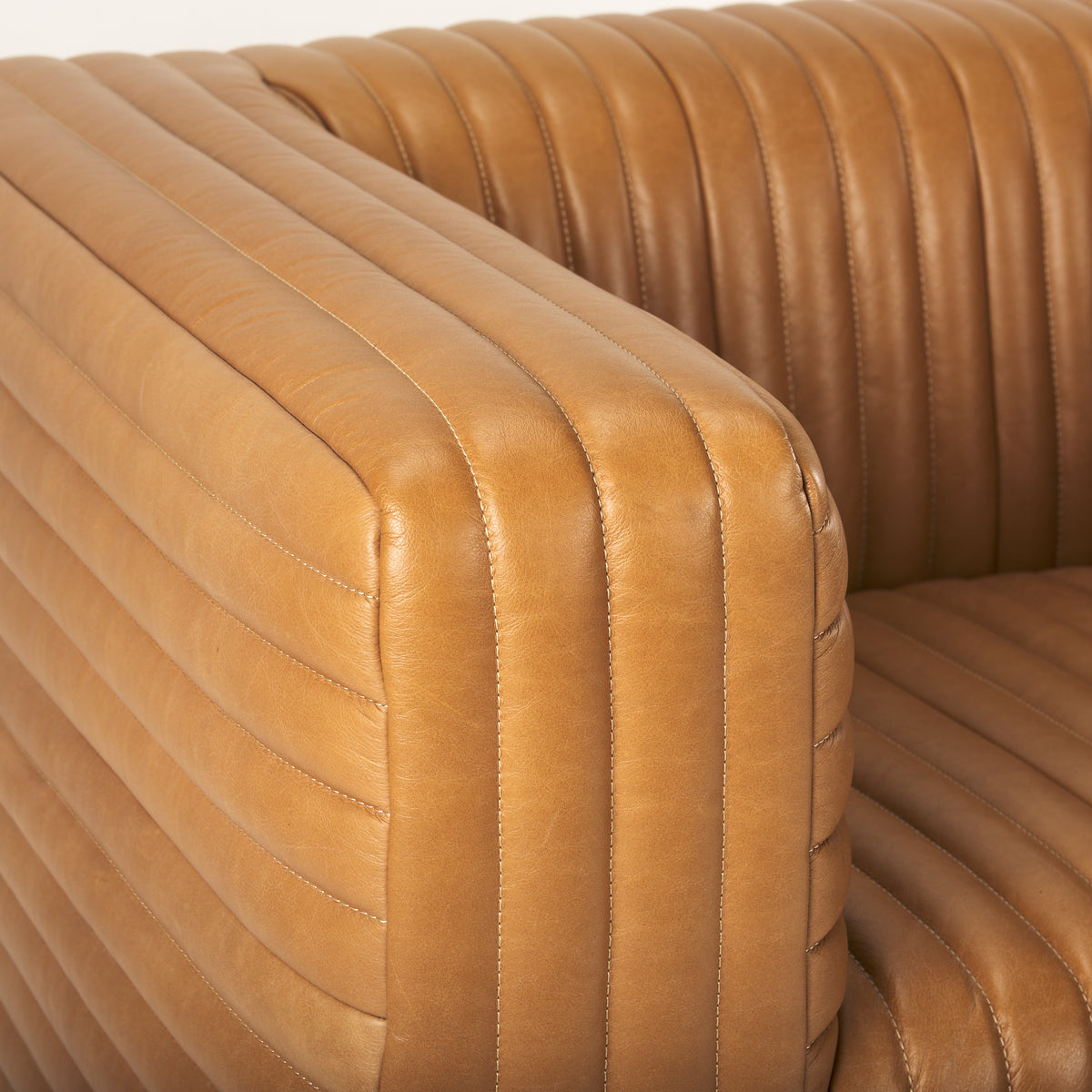 Ricciardo Cognac Leather Upholstered Arm Chair-Chairs-DECOROLALA
