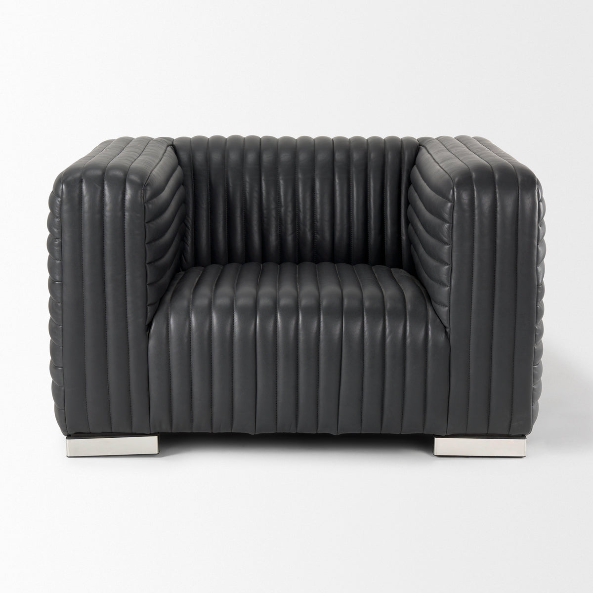Ricciardo Cognac Leather Upholstered Arm Chair-Chairs-DECOROLALA