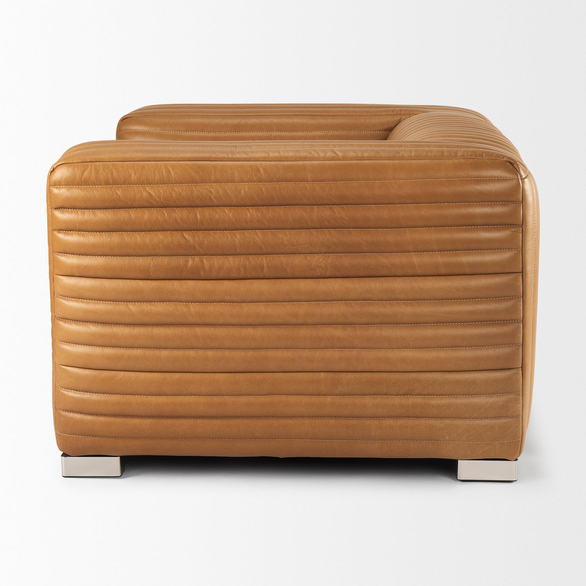 Ricciardo Cognac Leather Upholstered Arm Chair-Chairs-DECOROLALA