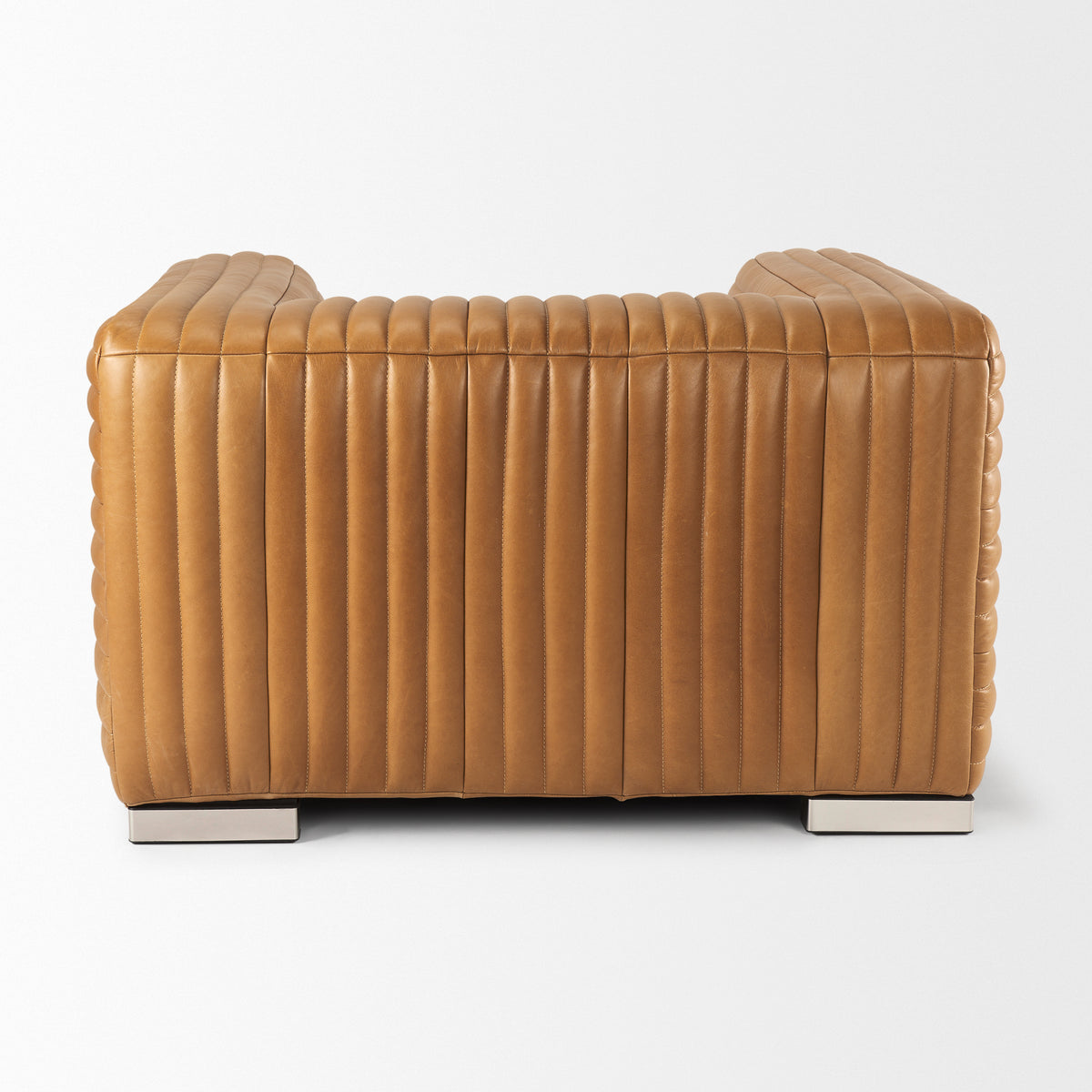 Ricciardo Cognac Leather Upholstered Arm Chair-Chairs-DECOROLALA