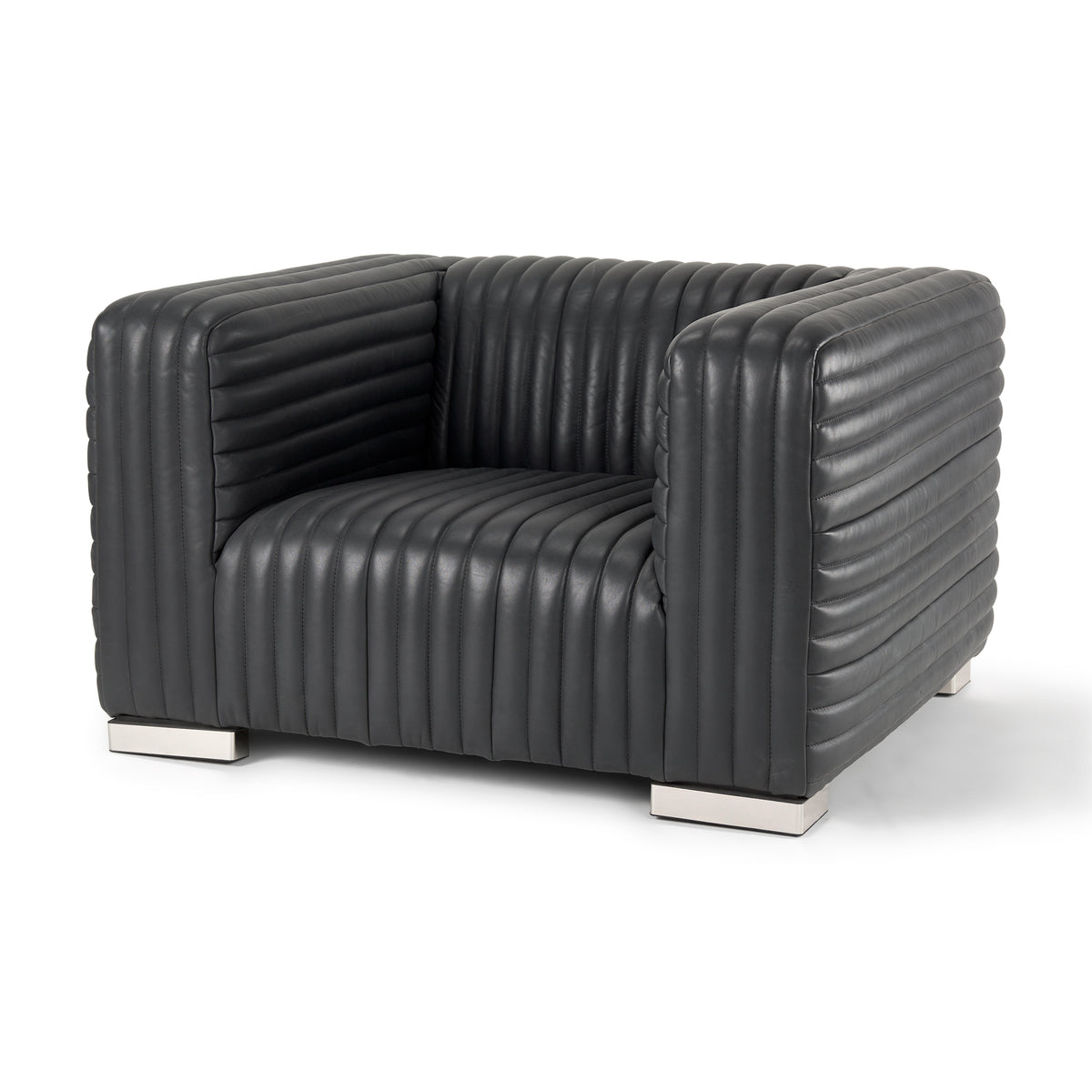 Ricciardo Cognac Top-Grain Leather Armchair-Chairs-DECOROLALA
