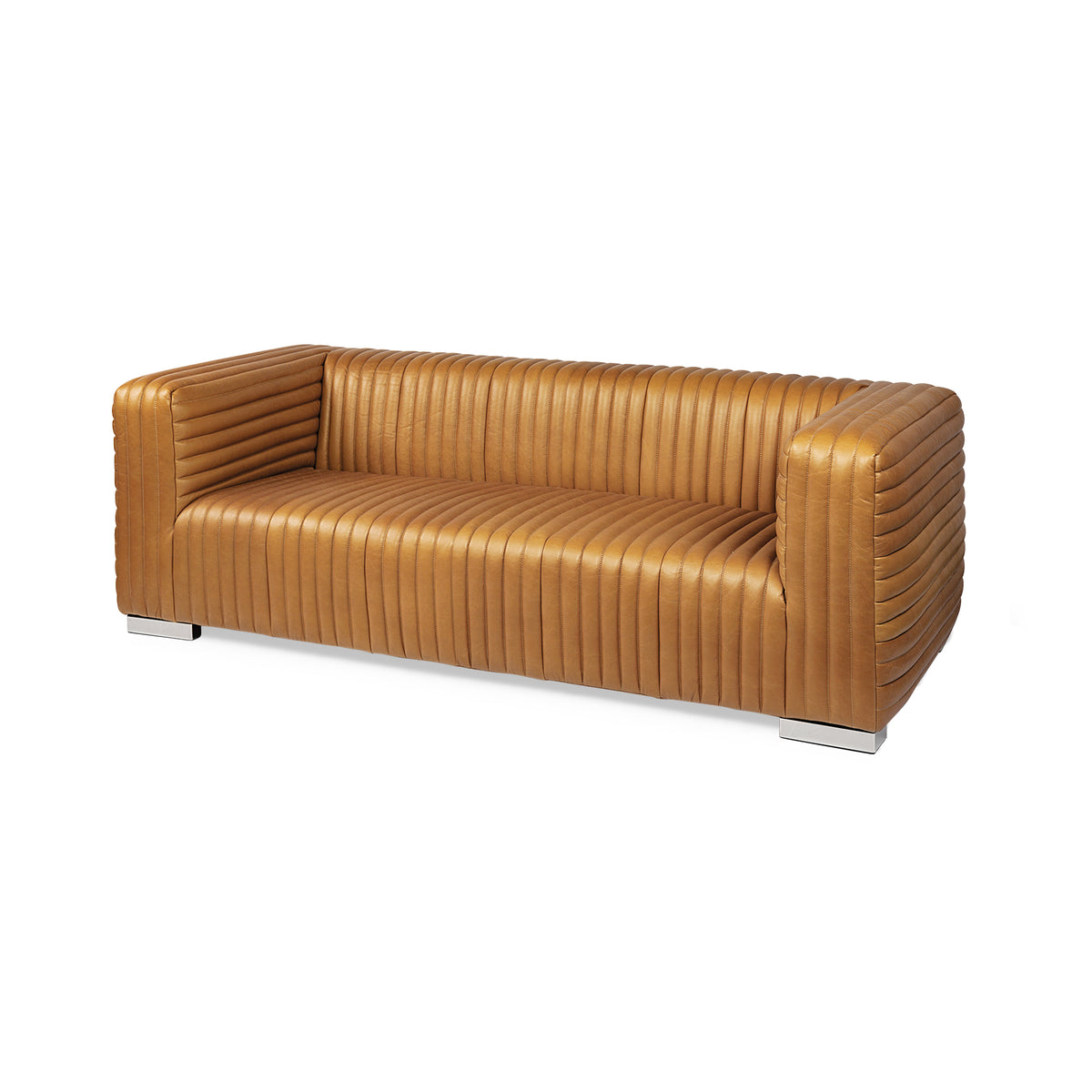 Ricciardo Three Seater Sofa - Cognac Top-Grain Leather-Sofas & Sectionals-DECOROLALA