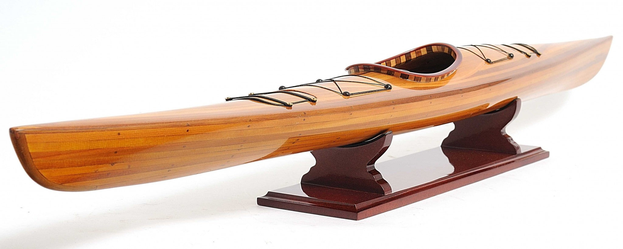 Rich Cedar Kayak Model Sculpture-Sculptures-DECOROLALA