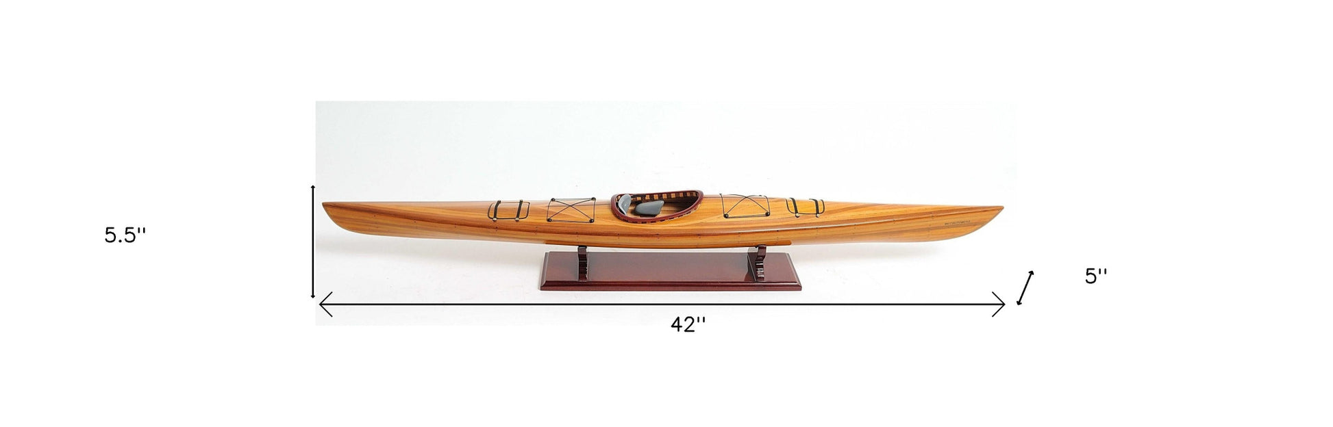 Rich Cedar Kayak Model Sculpture-Sculptures-DECOROLALA