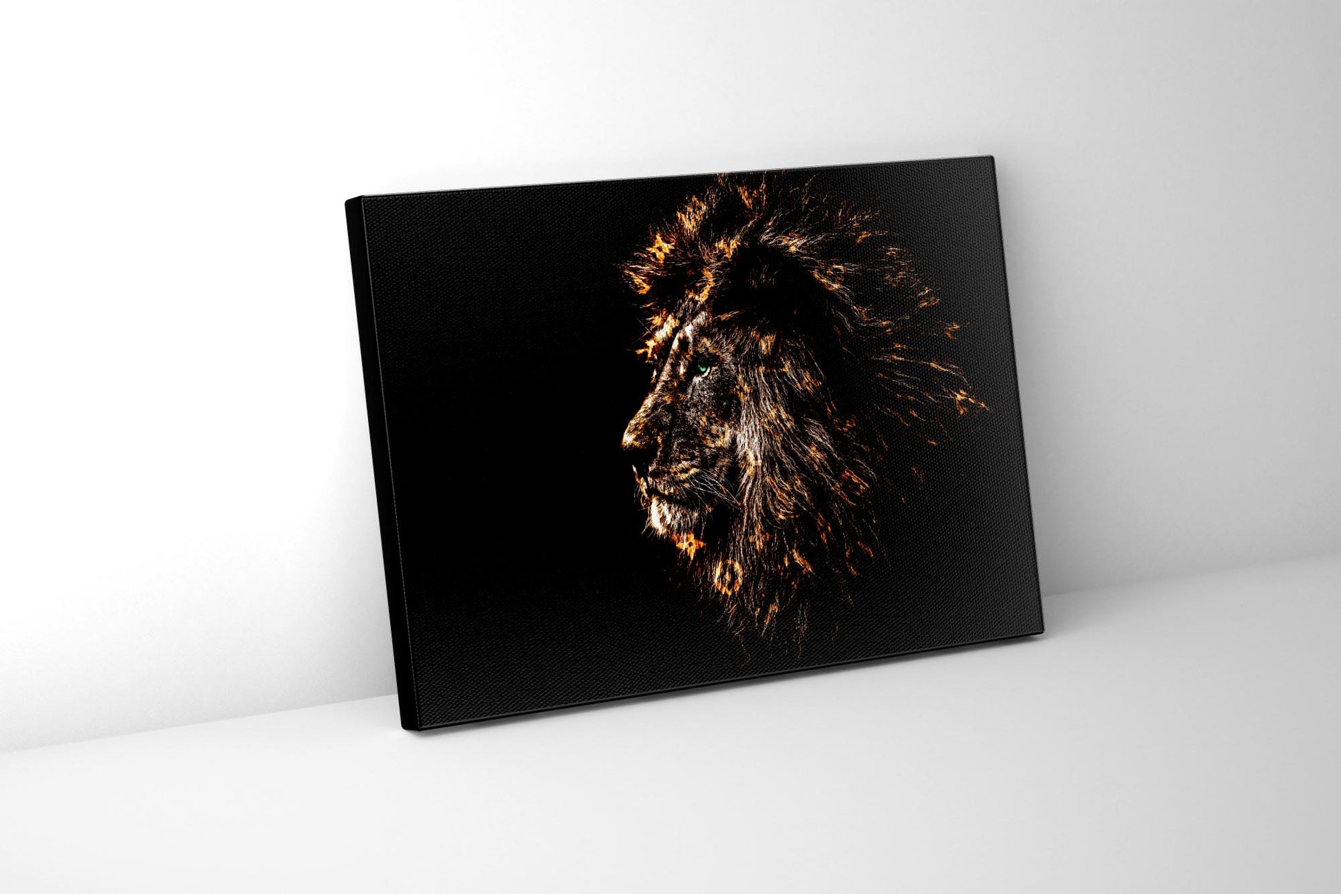 Rich Gold Emblazoned Lion 48" x 36" Fine Art Canvas-Canvas Print-DECOROLALA