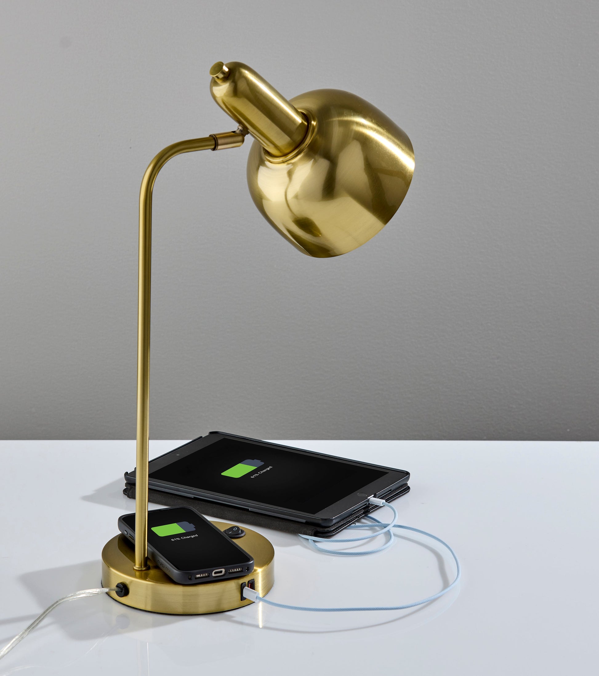 Rico Supercharger Desk Lamp - Qi Charging Antique Brass-Lighting-DECOROLALA