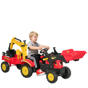 Ride On Pedal Dump Truck with Detachable Trailer - Red-Toys & Games > Baby & Toddler Toys > Riding & Rocking Toys > Toy Excavators-DECOROLALA