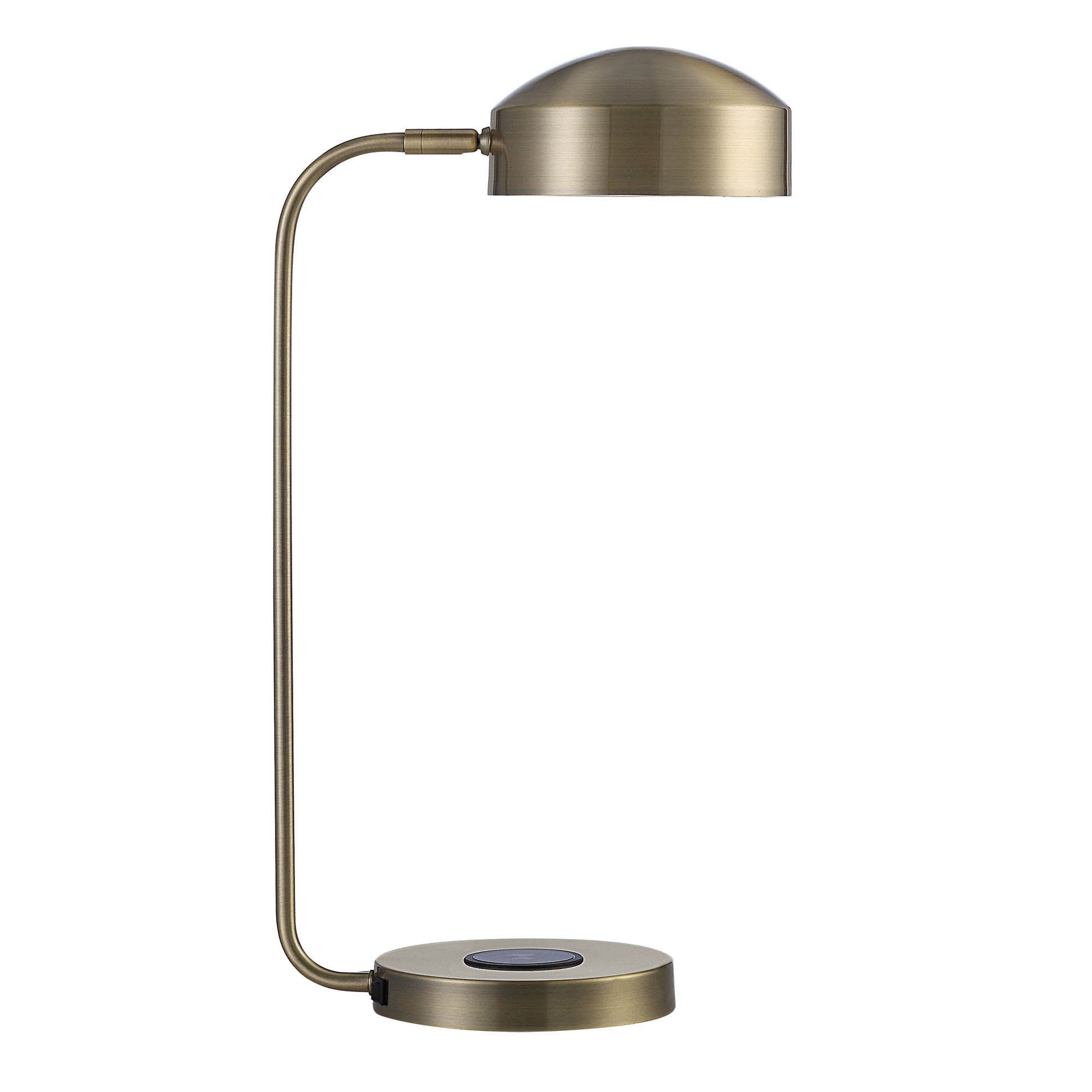 Riesco 22.5" Desk Lamp with Charging Pad, Antique Brass-Desk Lamp-DECOROLALA