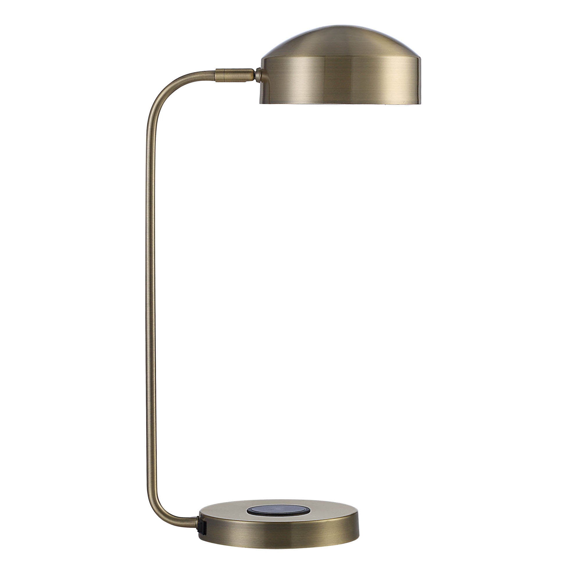 Riesco 22.5" Desk Lamp with Charging Pad, Antique Brass-Desk Lamp-DECOROLALA