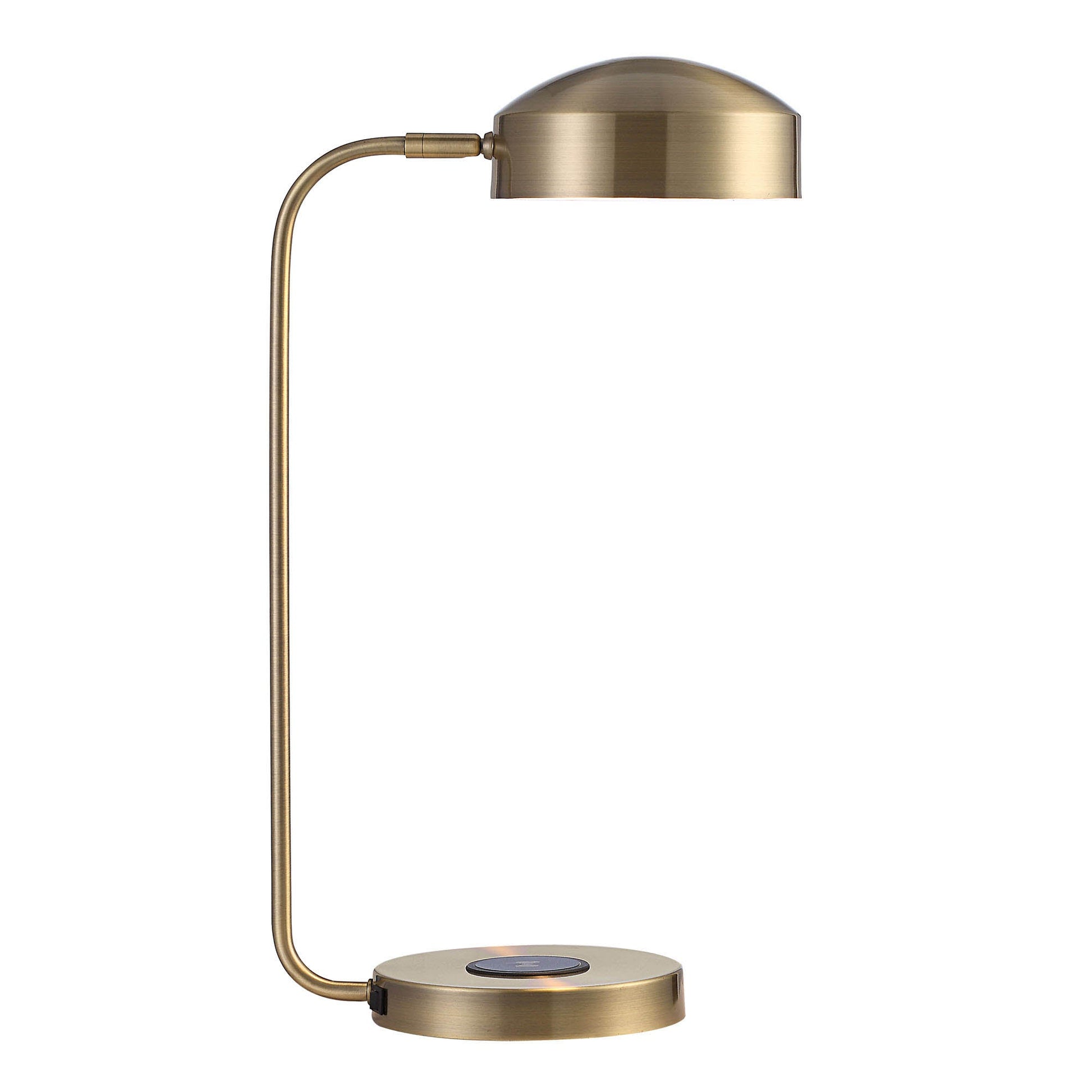 Riesco 22.5" Desk Lamp with Charging Pad, Antique Brass-Desk Lamp-DECOROLALA