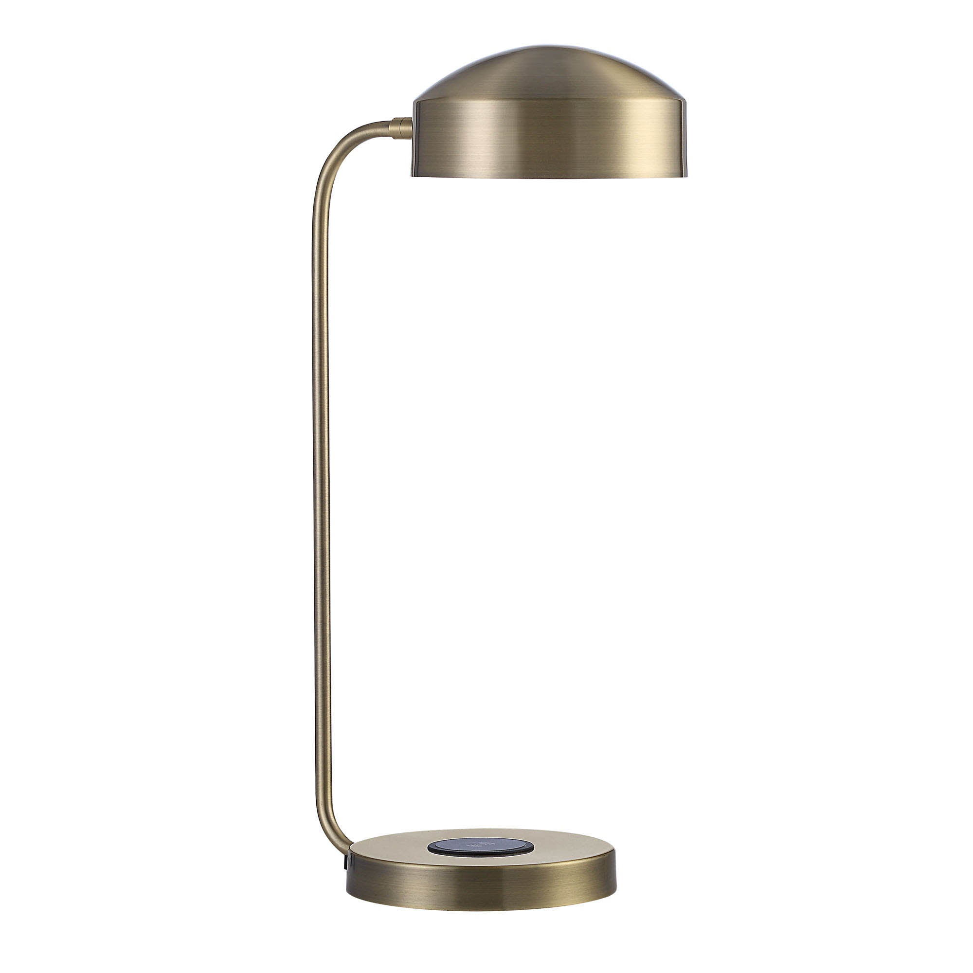 Riesco 22.5" Desk Lamp with Charging Pad, Antique Brass-Desk Lamp-DECOROLALA
