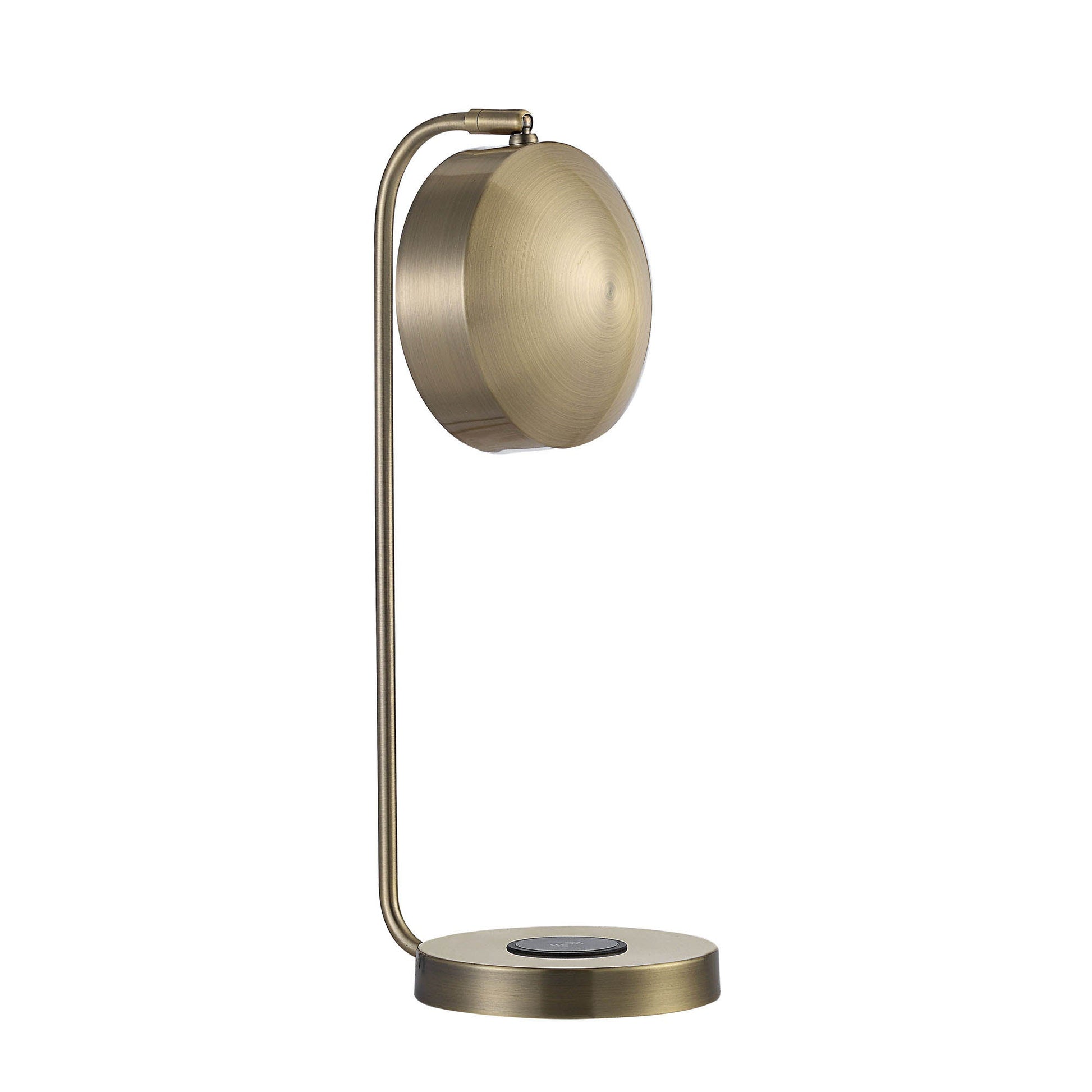 Riesco 22.5" Desk Lamp with Charging Pad, Antique Brass-Desk Lamp-DECOROLALA
