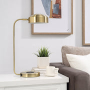 Riesco 22.5" Desk Lamp with Charging Pad, Antique Brass-Desk Lamp-DECOROLALA