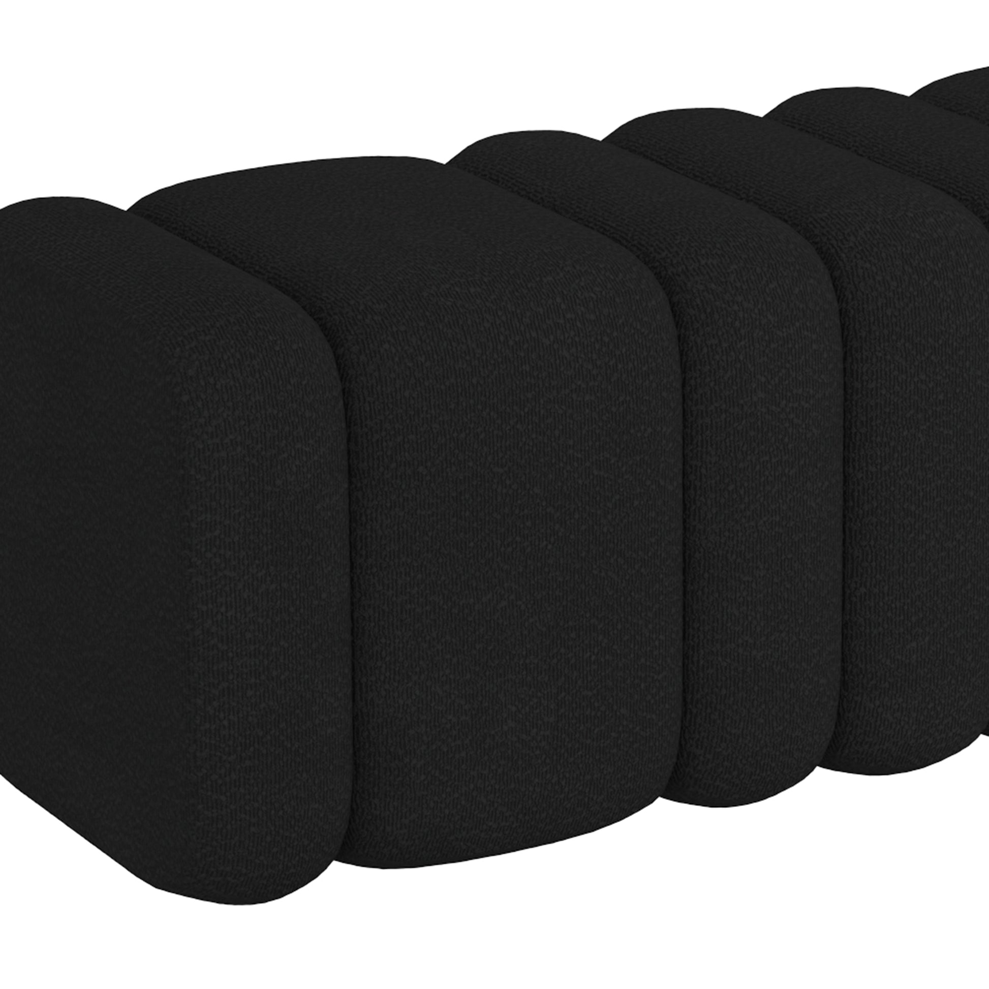Rigel Large Ottoman - Black Textured Boucle Fabric Bench-DECOROLALA
