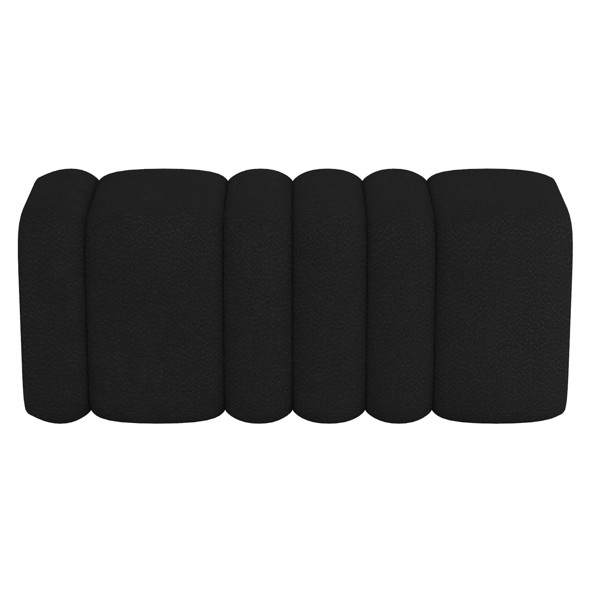 Rigel Large Ottoman - Black Textured Boucle Fabric Bench-DECOROLALA