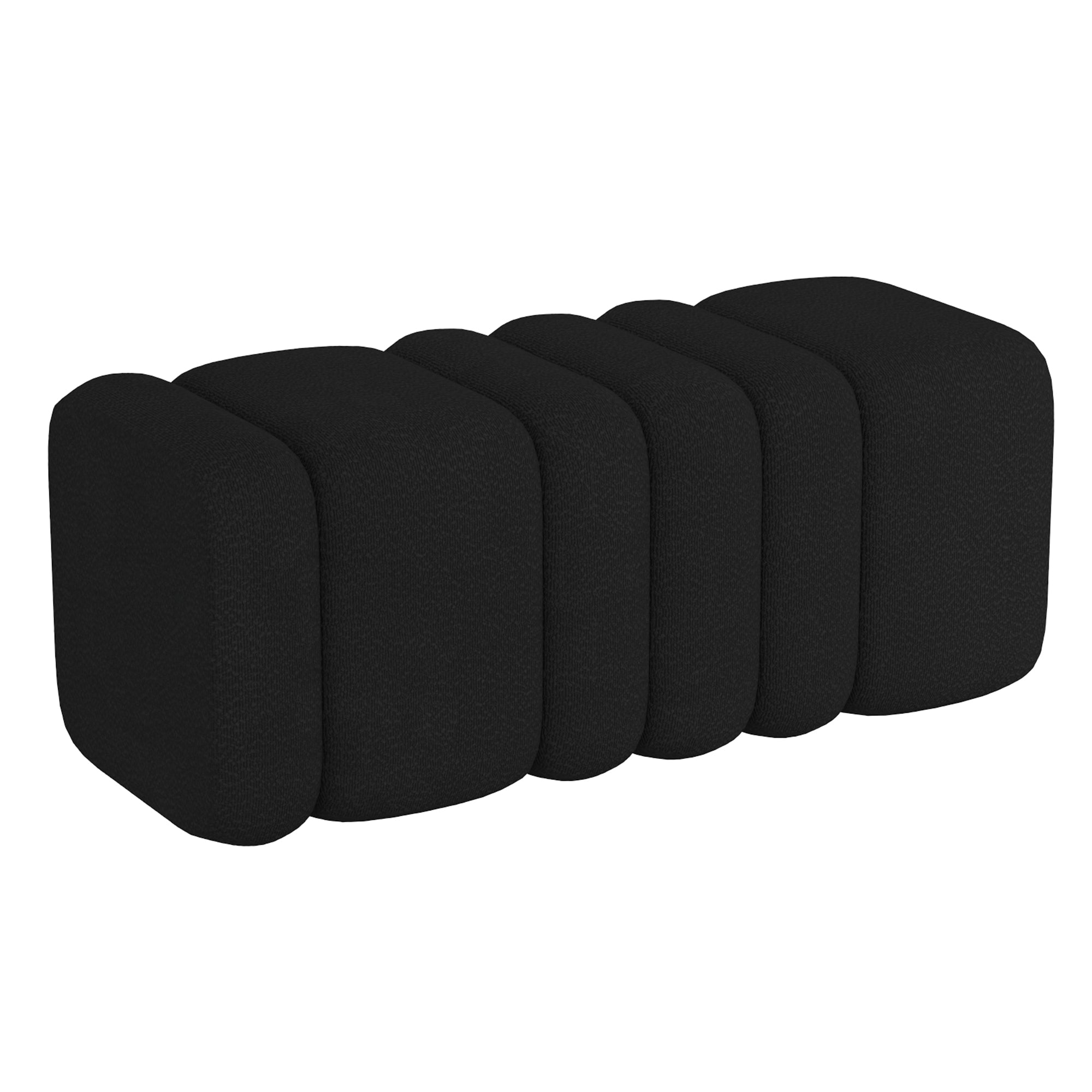 Rigel Large Ottoman - Black Textured Boucle Fabric Bench-DECOROLALA