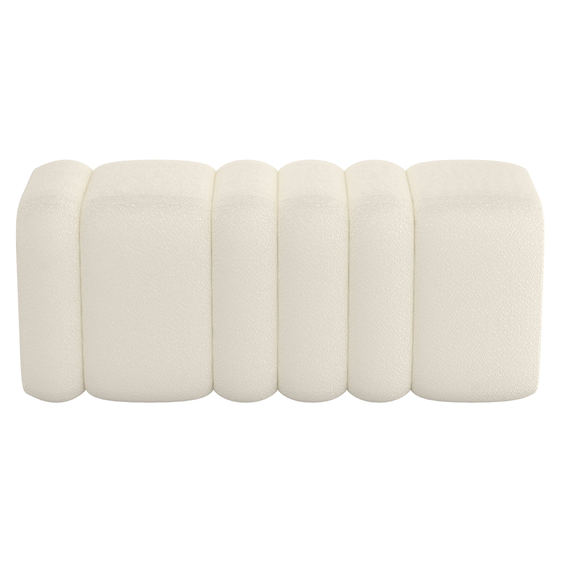 Rigel Large Ottoman - Ivory Boucle Textured Fabric-DECOROLALA