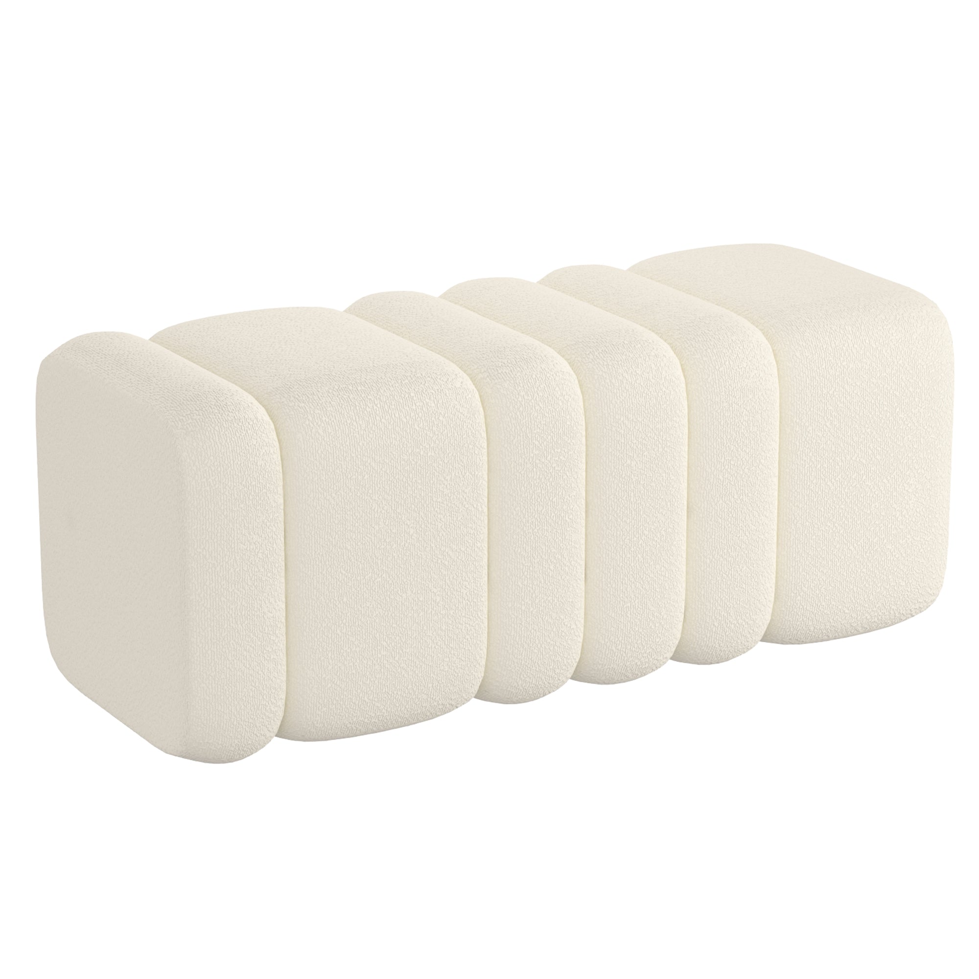 Rigel Large Ottoman - Ivory Boucle Textured Fabric-DECOROLALA