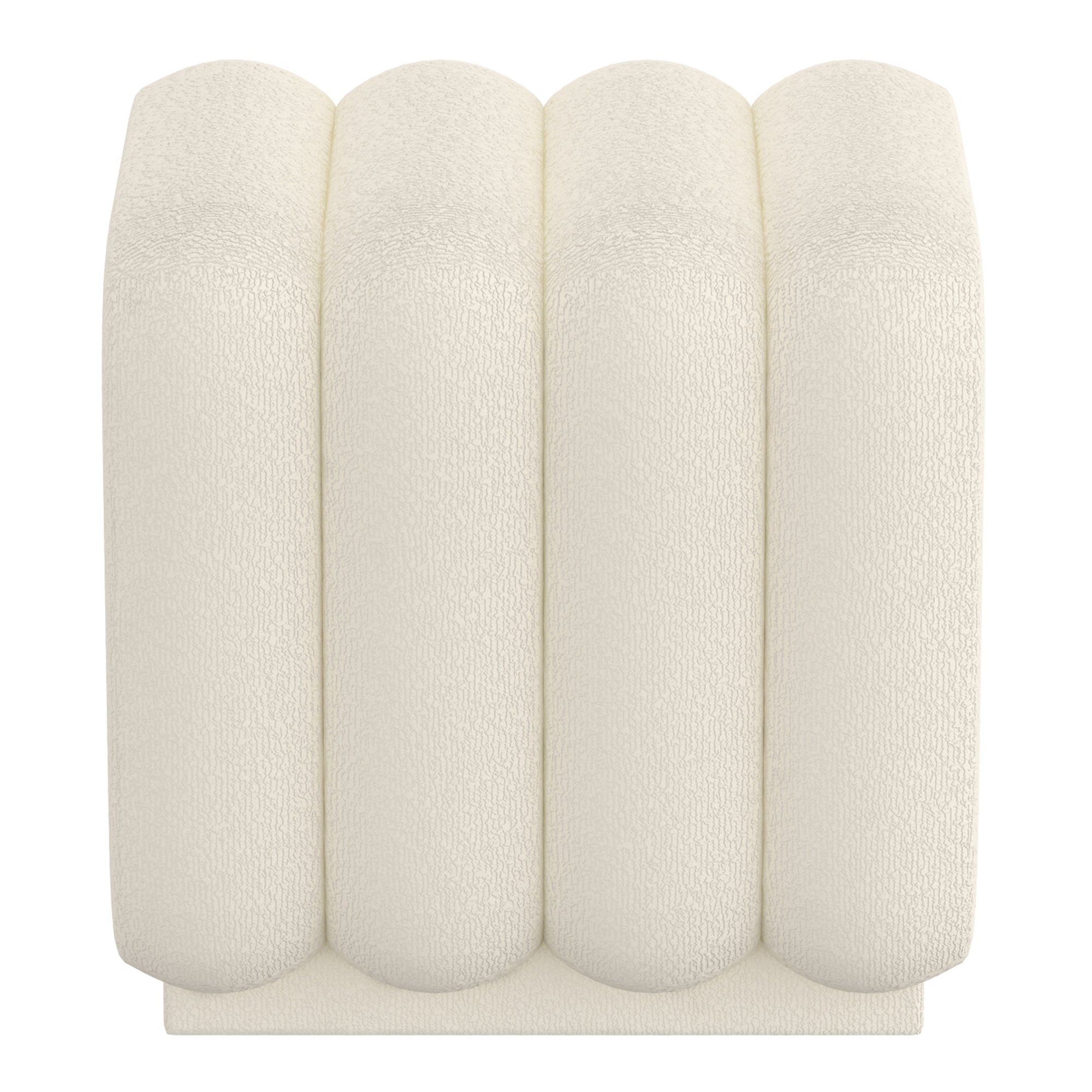 Rigel Small Ottoman - Ivory Textured Boucle Fabric-DECOROLALA