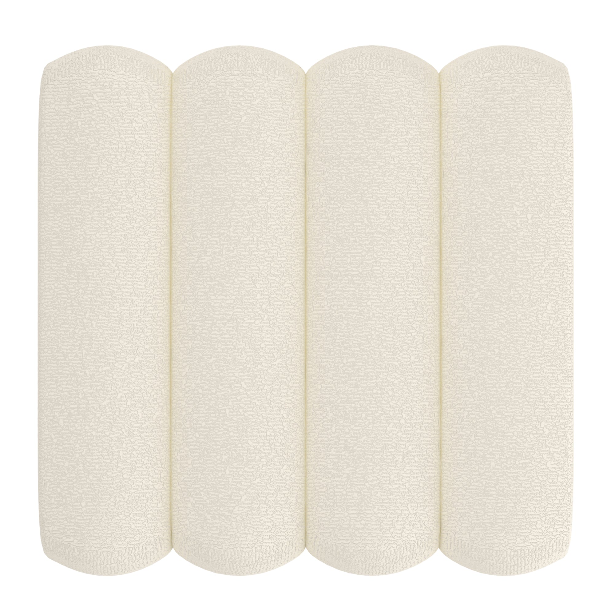 Rigel Small Ottoman - Ivory Textured Boucle Fabric-DECOROLALA