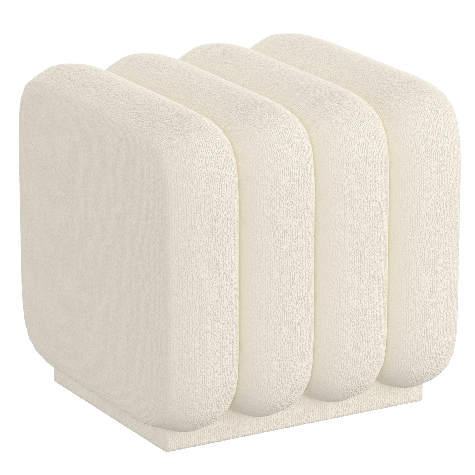 Rigel Small Ottoman - Ivory Textured Boucle Fabric-DECOROLALA