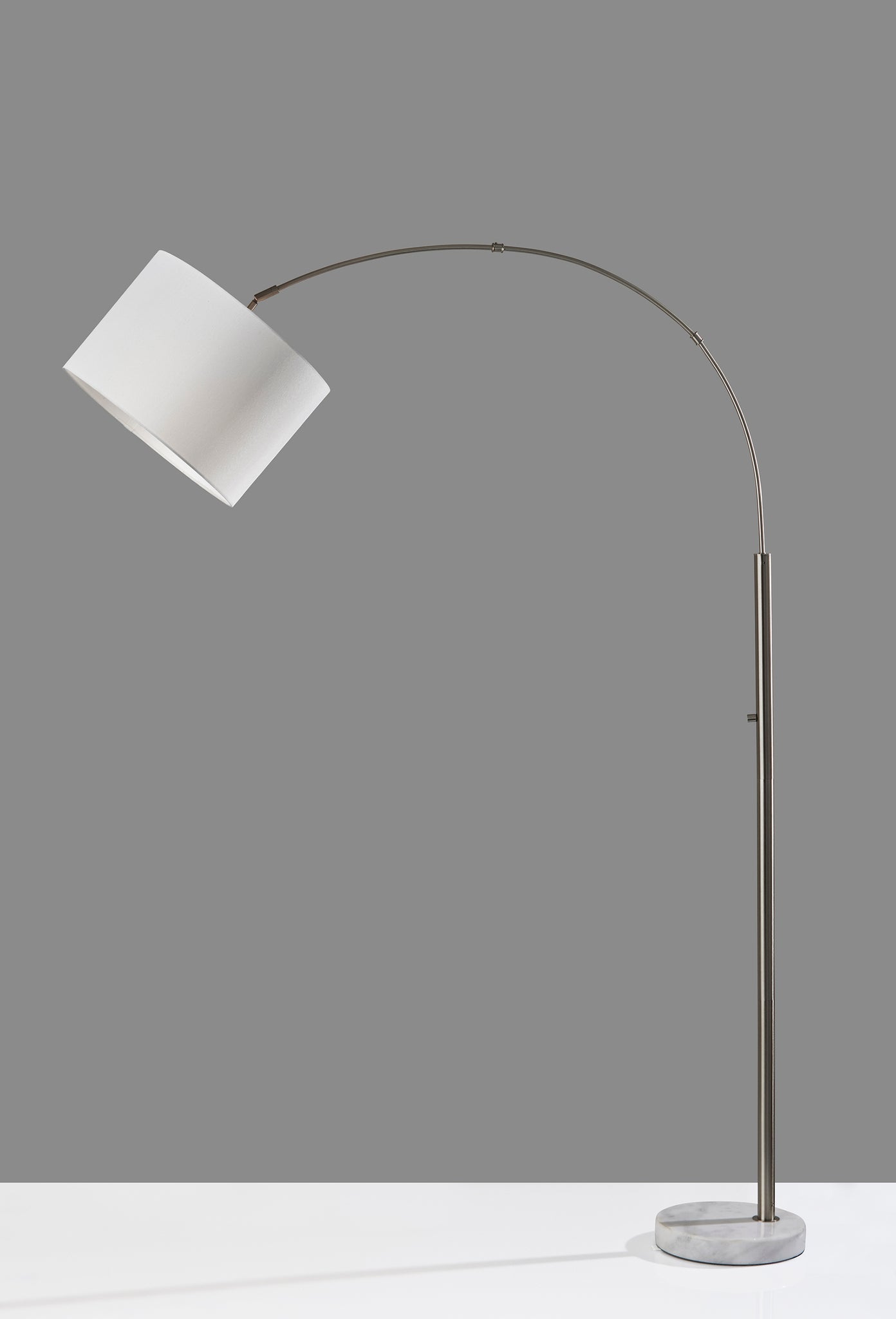 Rigley Arc Lamp - Brushed Steel 71" Marble-Lighting-DECOROLALA