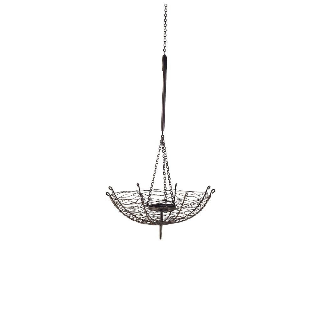 Rihanna I Small Black Metal Umbrella Candle Holder-Decorative Lanterns-DECOROLALA