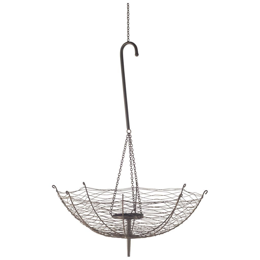 Rihanna III Large Black Metal Umbrella Candle Holder Lantern-Lanterns-DECOROLALA