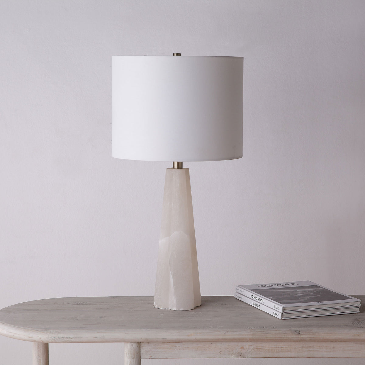 Rima 25.5" Table Lamp, White Shade-Table Lamps-DECOROLALA