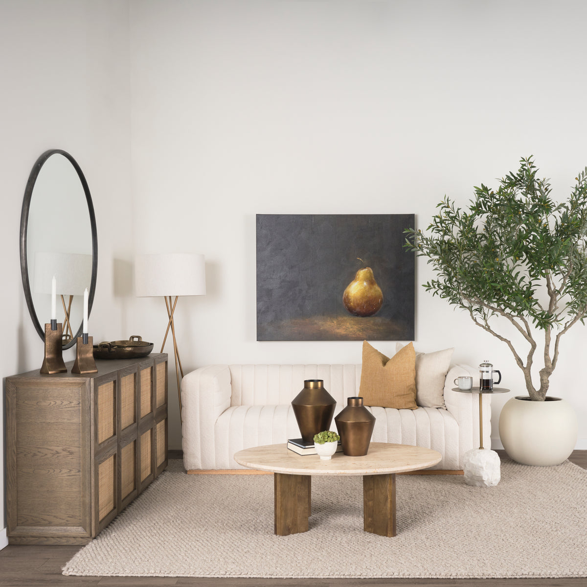 Rini Gold Metal and White Marble Accent Table-Accent Tables-DECOROLALA