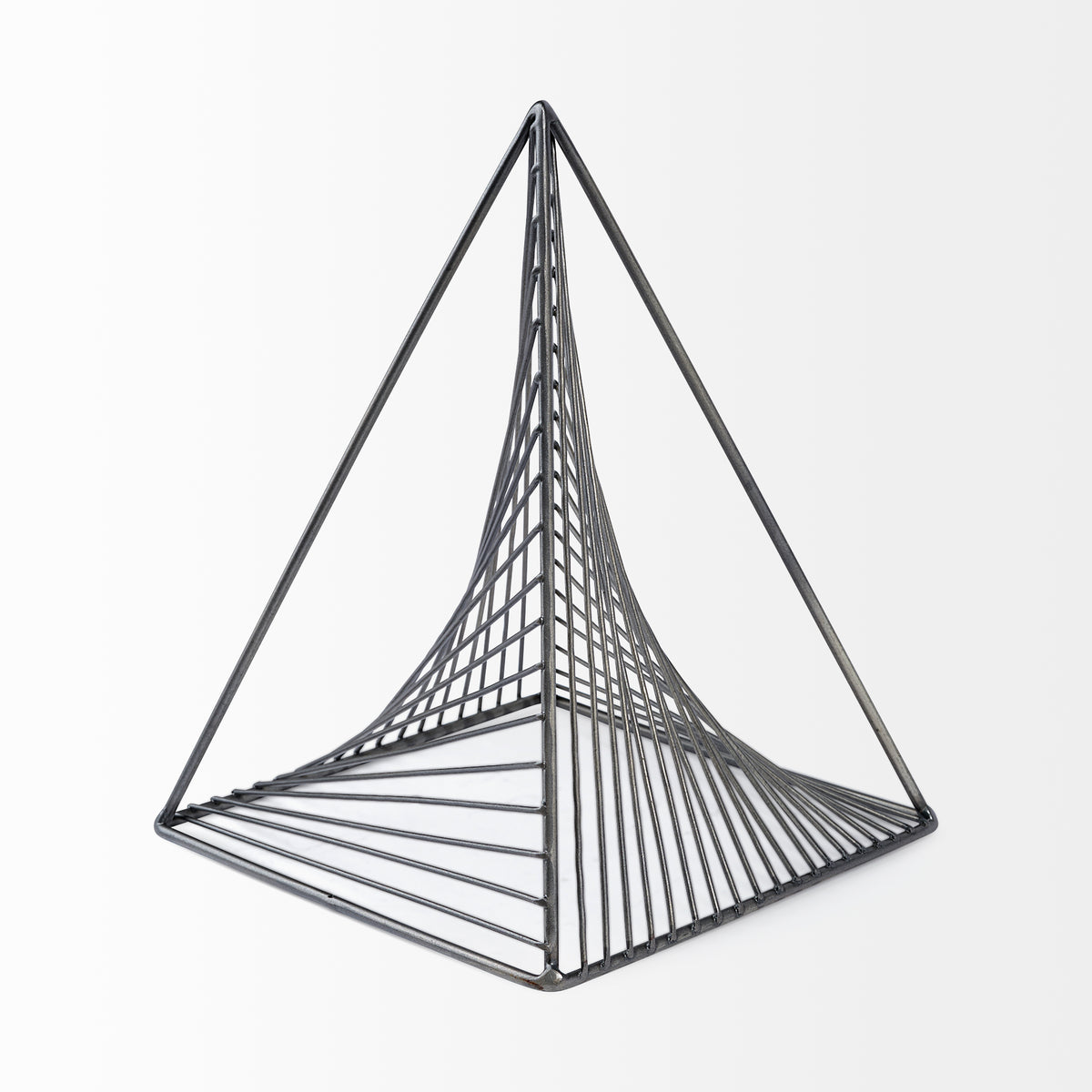 Risley 8L x 8W Gray Metal Triangular Decorative Object-Objects-DECOROLALA