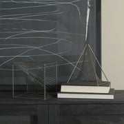 Risley 8L x 8W Gray Metal Triangular Decorative Object-Objects-DECOROLALA