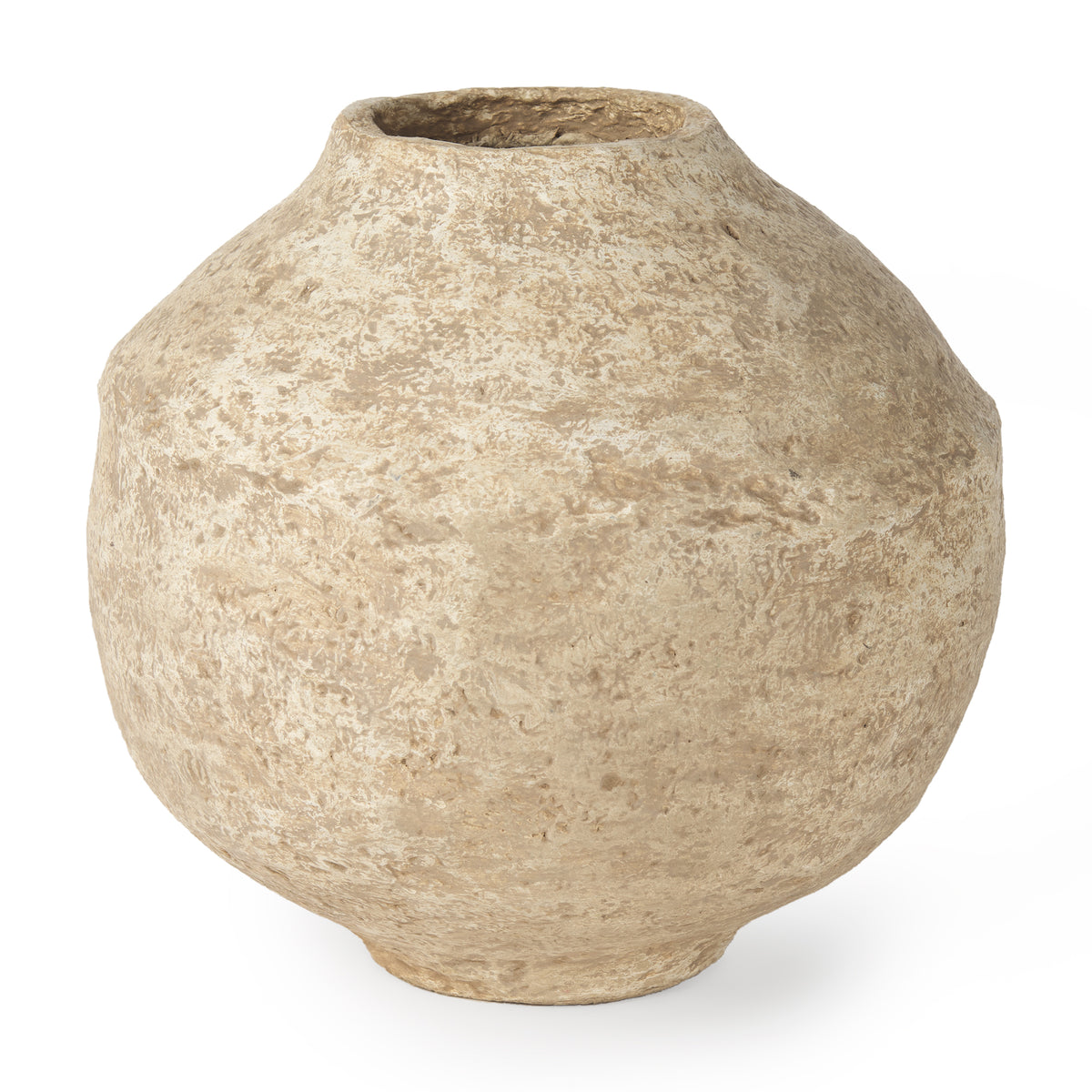 Ritu Large Beige Paper Mache Pot Vase-Vase-DECOROLALA