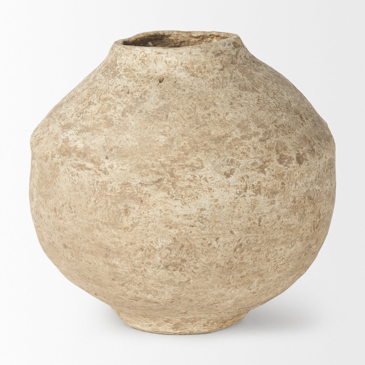 Ritu Large Beige Paper Mache Pot Vase-Vase-DECOROLALA