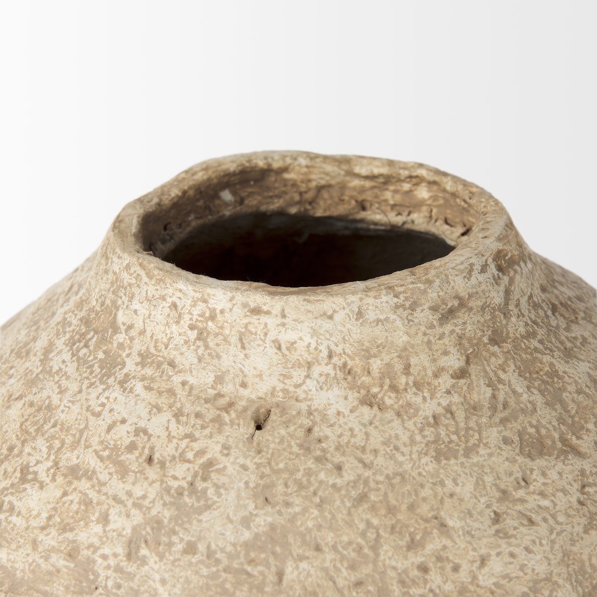 Ritu Large Beige Paper Mache Pot Vase-Vase-DECOROLALA