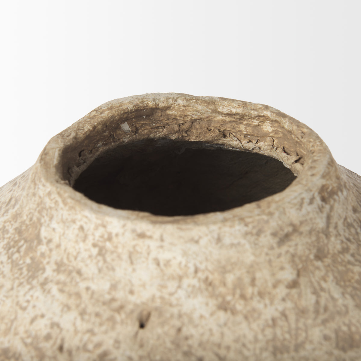 Ritu Large Beige Paper Mache Pot Vase-Vase-DECOROLALA