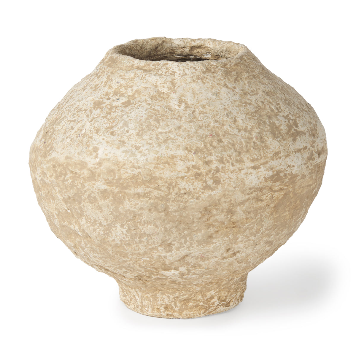 Ritu Small Beige Paper Mache Pot Vase-Vase-DECOROLALA