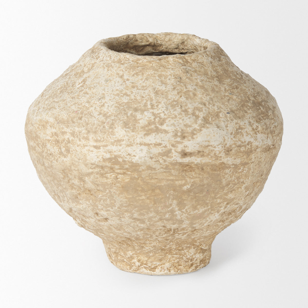 Ritu Small Beige Paper Mache Pot Vase-Vase-DECOROLALA