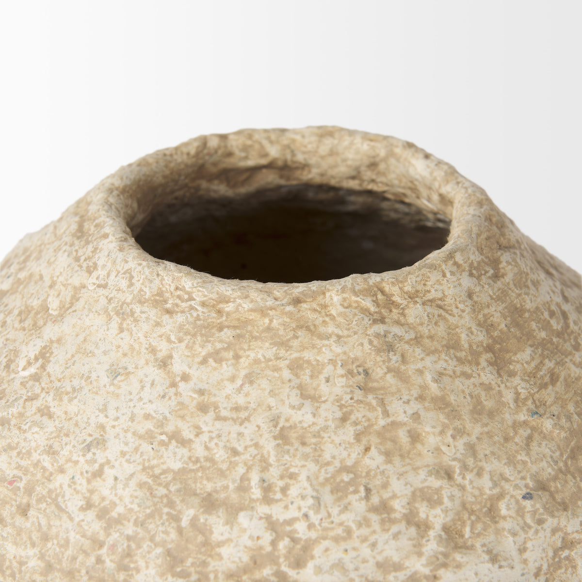 Ritu Small Beige Paper Mache Pot Vase-Vase-DECOROLALA