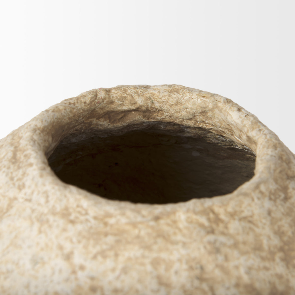 Ritu Small Beige Paper Mache Pot Vase-Vase-DECOROLALA