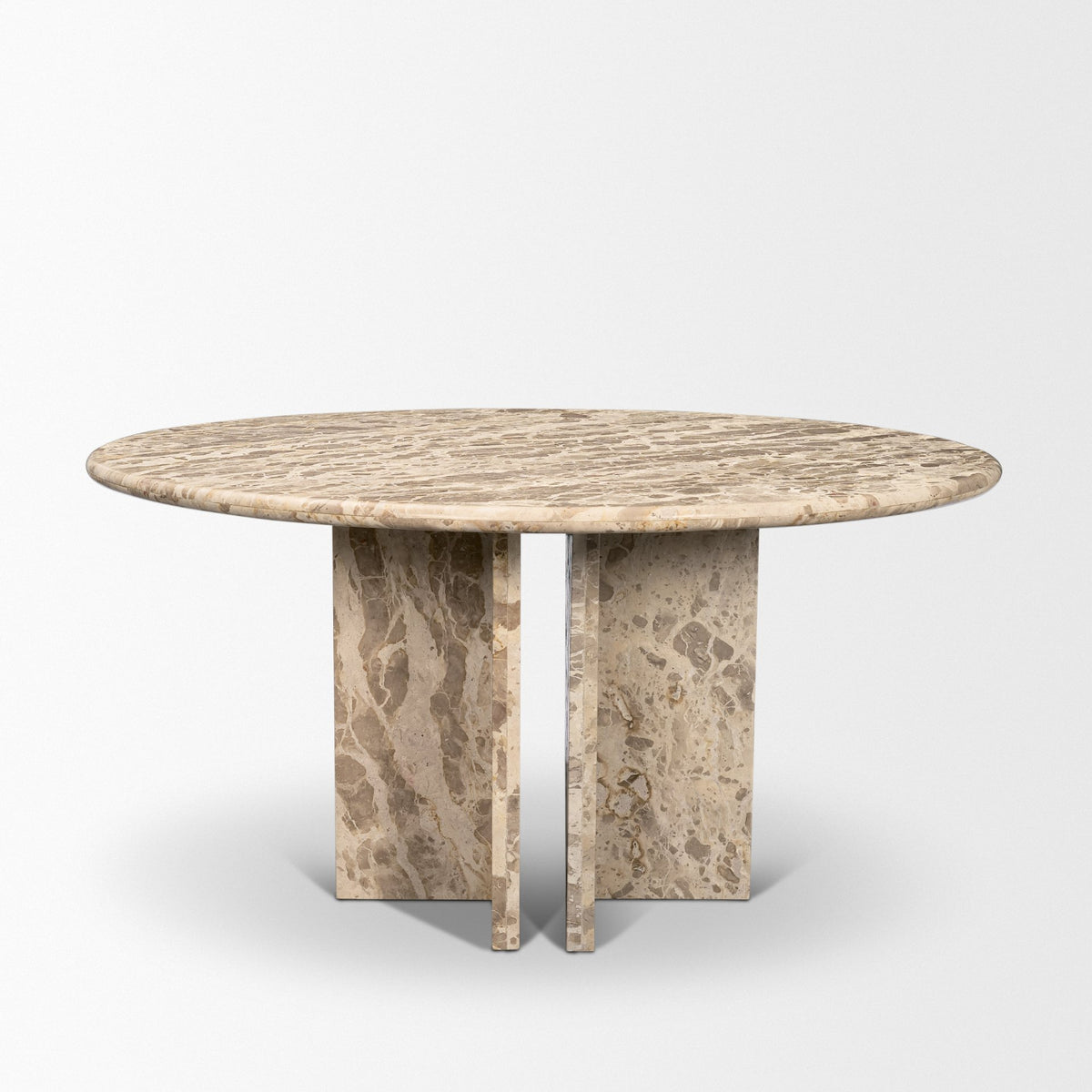 Rivaro 59" Round Dining Table | Solid Beige Marble | Seats 6-Dining Tables-DECOROLALA