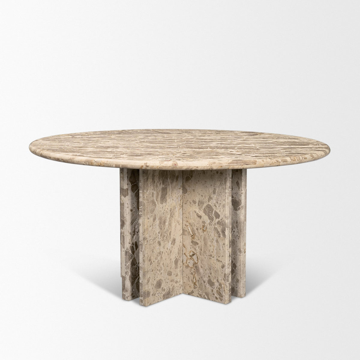 Rivaro 59" Round Dining Table | Solid Beige Marble | Seats 6-Dining Tables-DECOROLALA