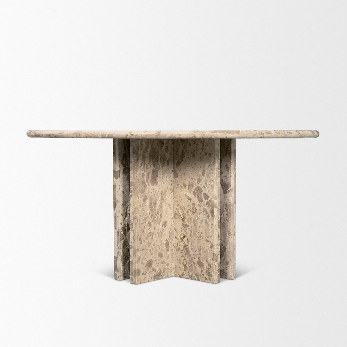 Rivaro 59" Round Dining Table | Solid Beige Marble | Seats 6-Dining Tables-DECOROLALA
